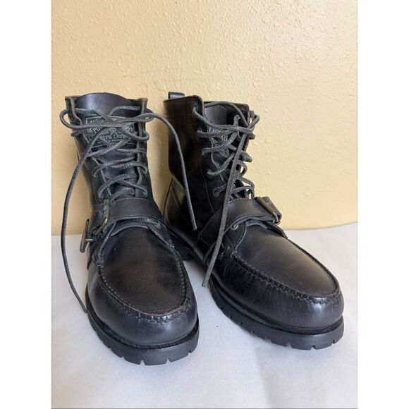 Polo Ralph Lauren Polo Country Black Leather Lace-Up Buckle Boots Mens Size 11 main image 14